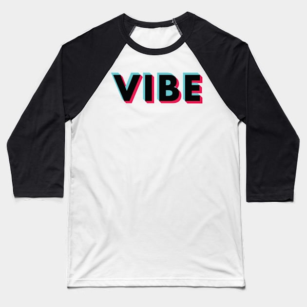 Vibe Glitch Black Baseball T-Shirt by BeyondTheDeck